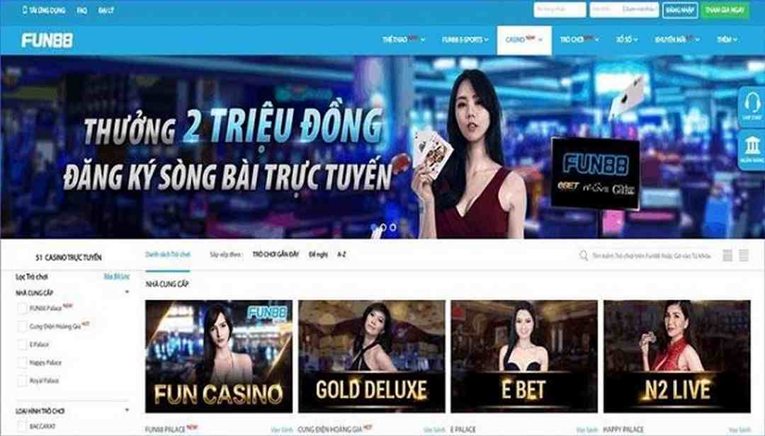 Sòng casino trực tuyến với nhiều game đặc sắc